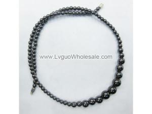 Black Necklace Hematite Round Beads  Strands 18inch
